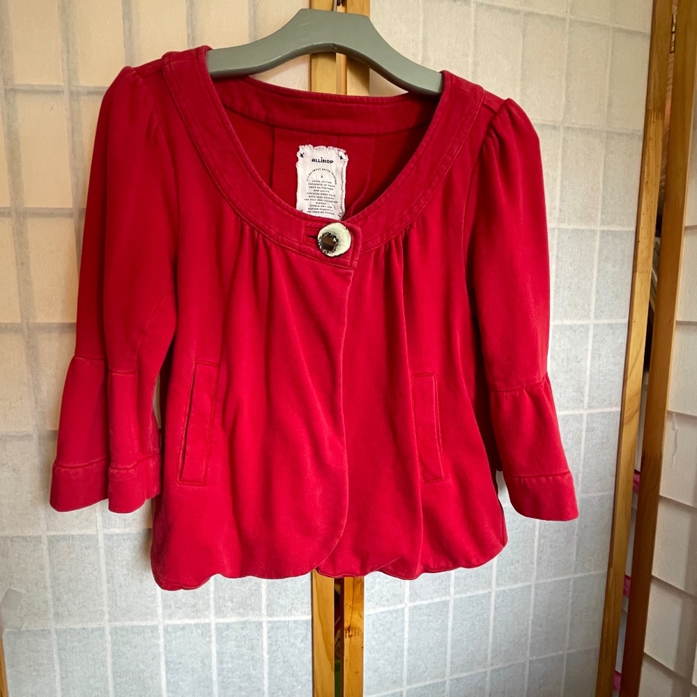 Anthropologie Allihop red cropped cardigan / coatigan / blazer jacket, size S
